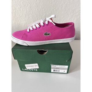Lacoste Sport Marcel Big Kids Girls White/Pink Canvas Sneakers Size 4 Ortholite